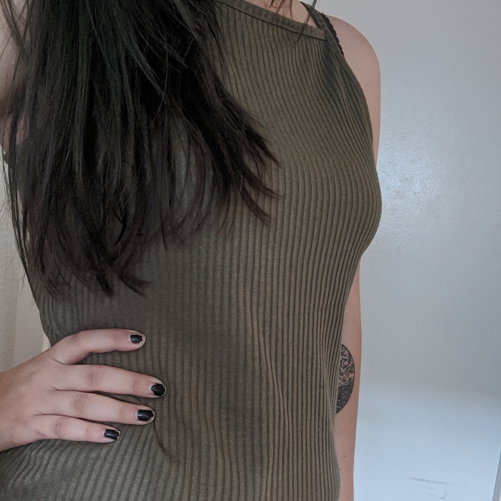 High neck green tank top